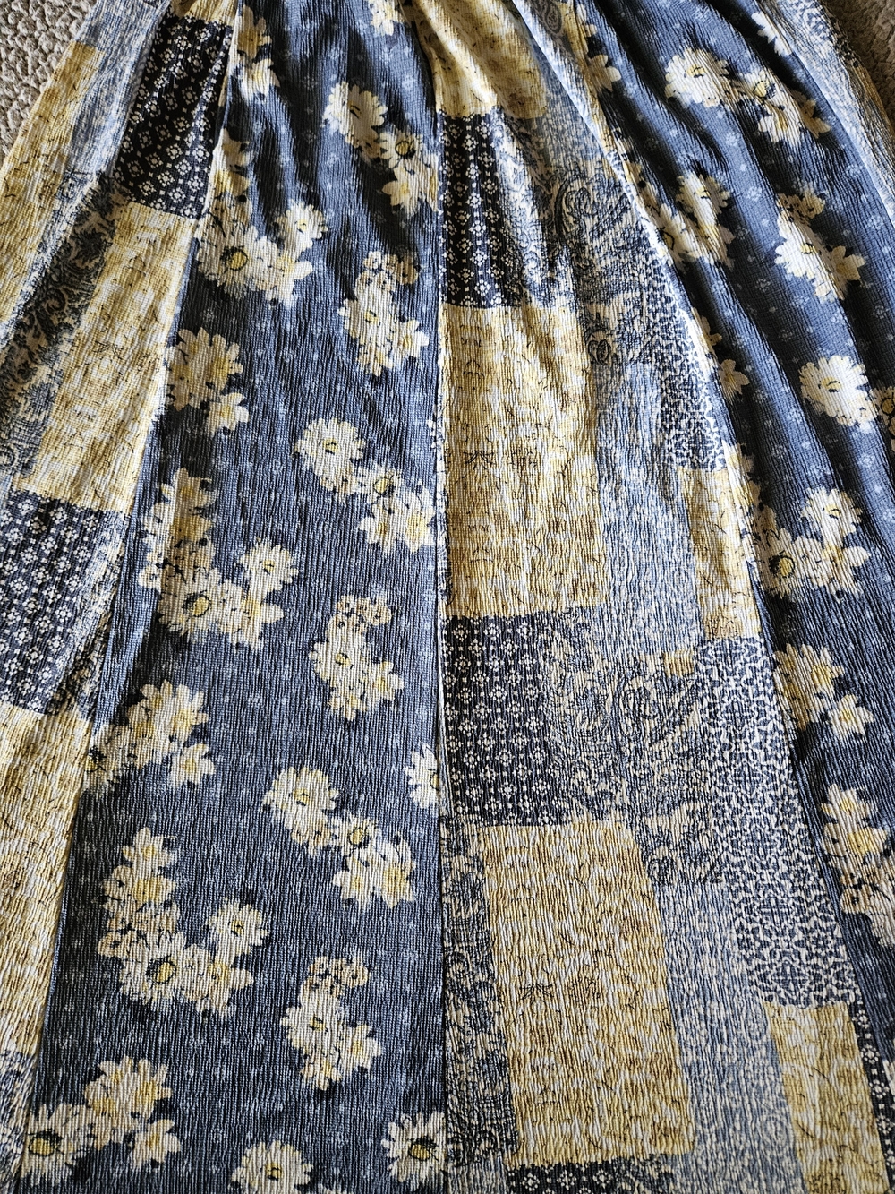 Cato Patchwork Floral Maxi Skirt - Blue & Yellow - Picture 2 of 4